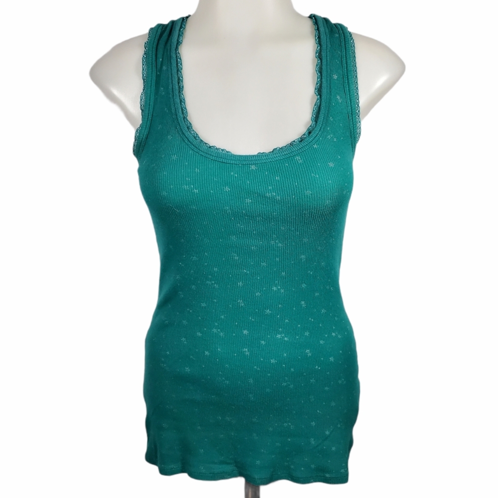 RUE 21 Teal star tank top size Medium Turquoise Sleeveless top